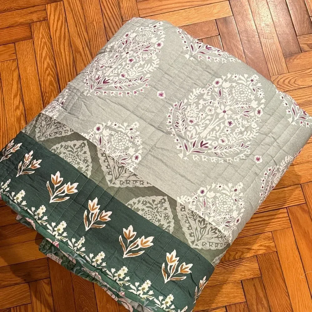 Anthropologie The Printed Textured Cotton Quilt Collection Size Queen